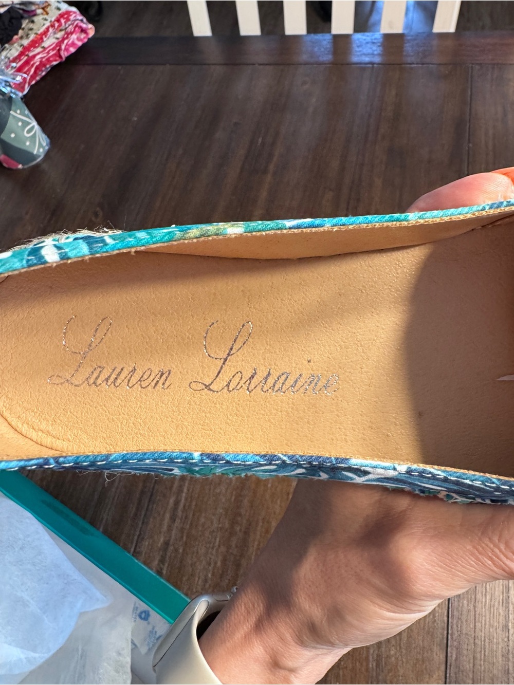 Lauren Lorraine Espadrille Flats Tropical Palm  Crystal Embellished Shoes 8 NIB - Picture 11 of 16